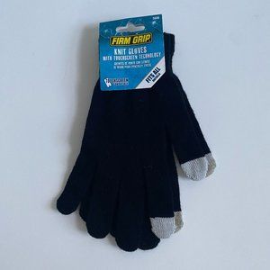 NWT Firm Grip Knit Black Gloves Touchscreen Compatible D5606